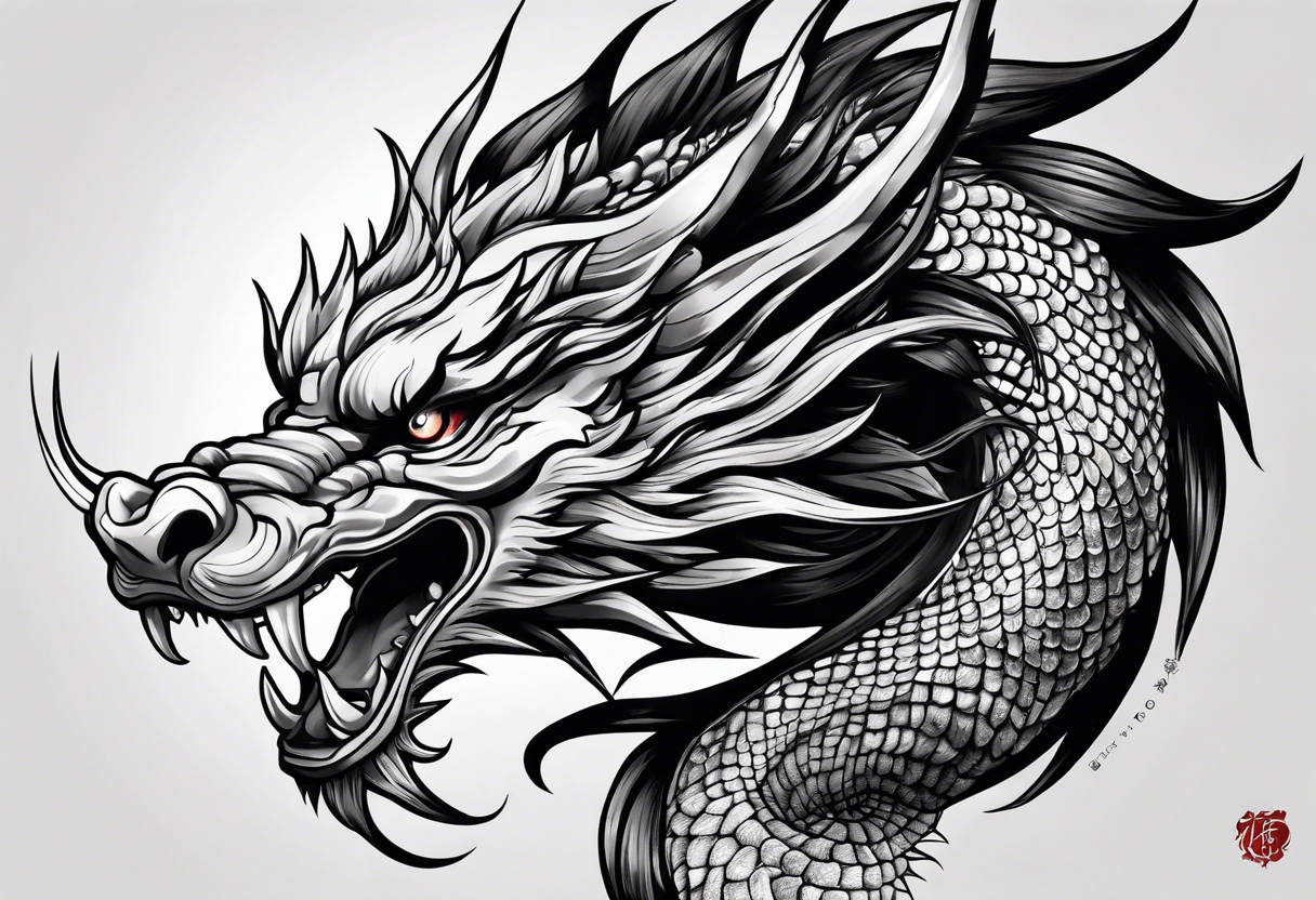 Japanese Dragon head located on arm tattoo idea