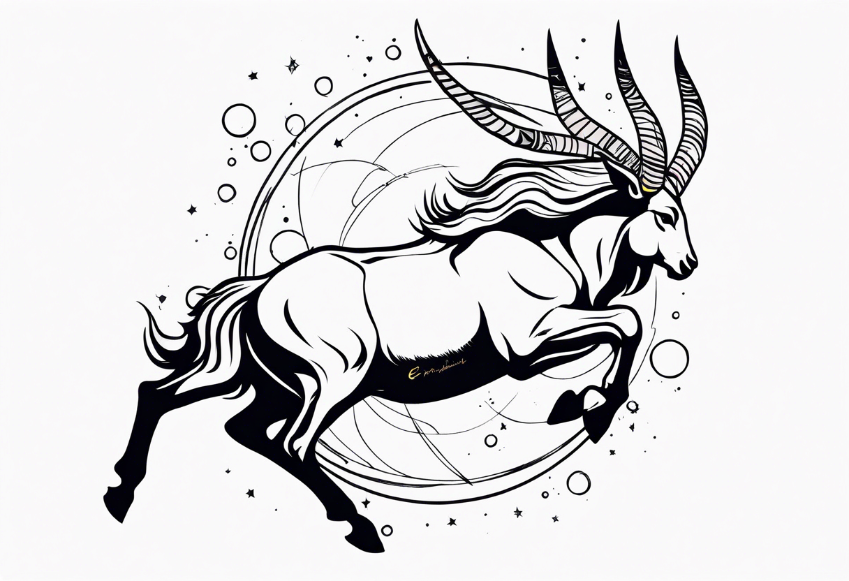 exploding capricorn tattoo idea