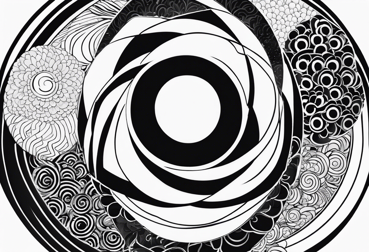 concentric black circles in japanese irezumi style tattoo idea