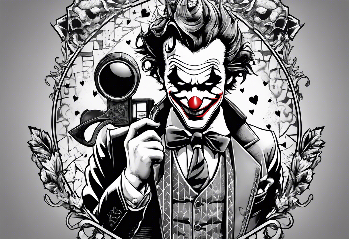 joker playing nintendo nes tattoo idea