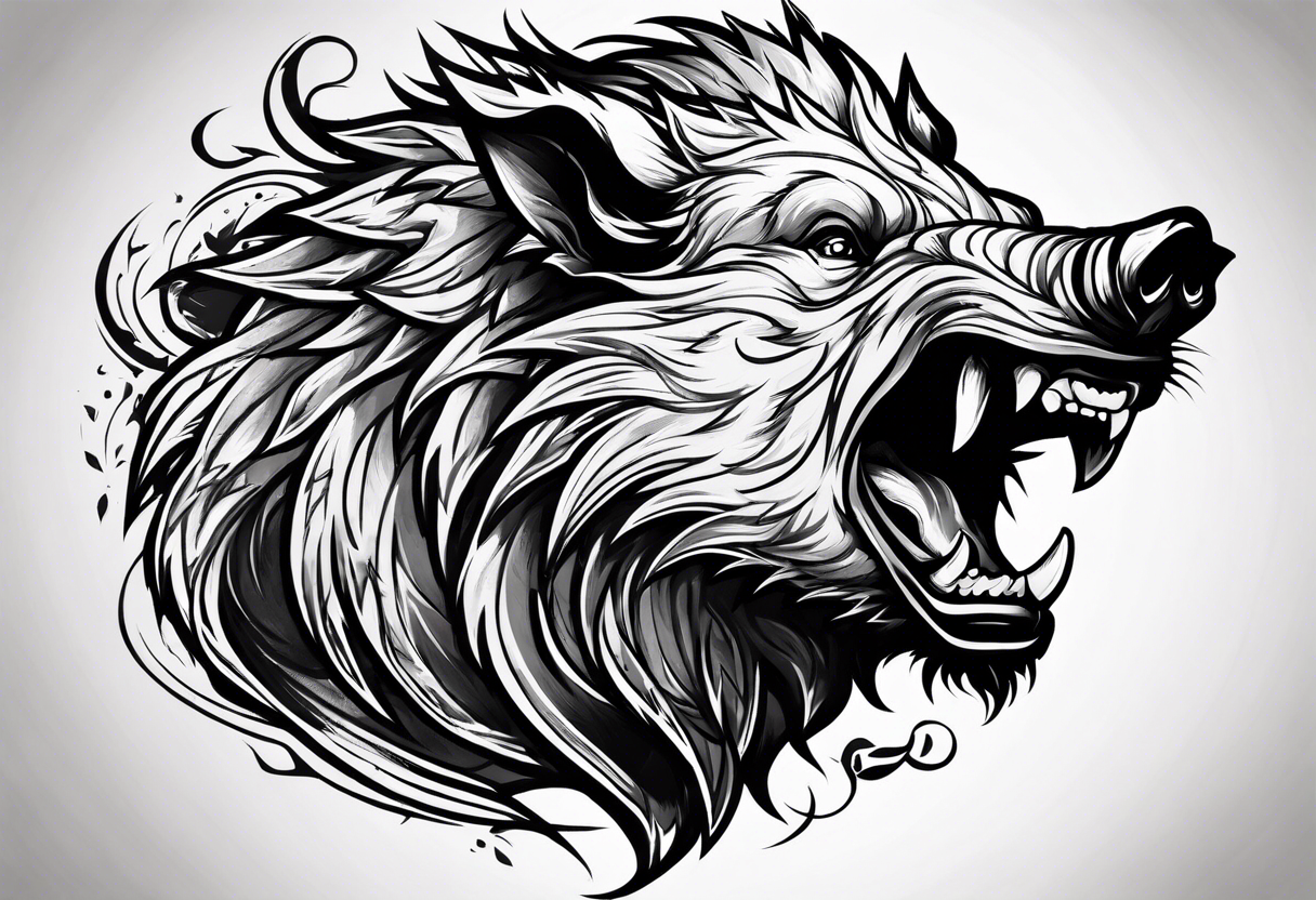 face angry boar tattoo idea