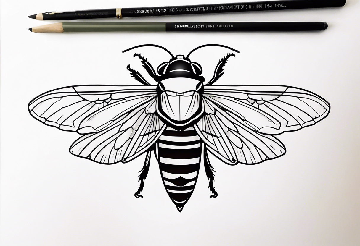 Closed wing cicada tattoo idea