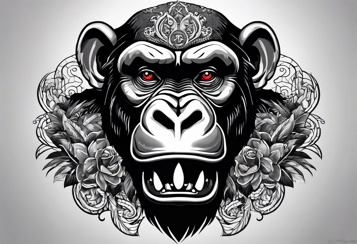 Screaming chimpanzees (chest piece) tattoo idea