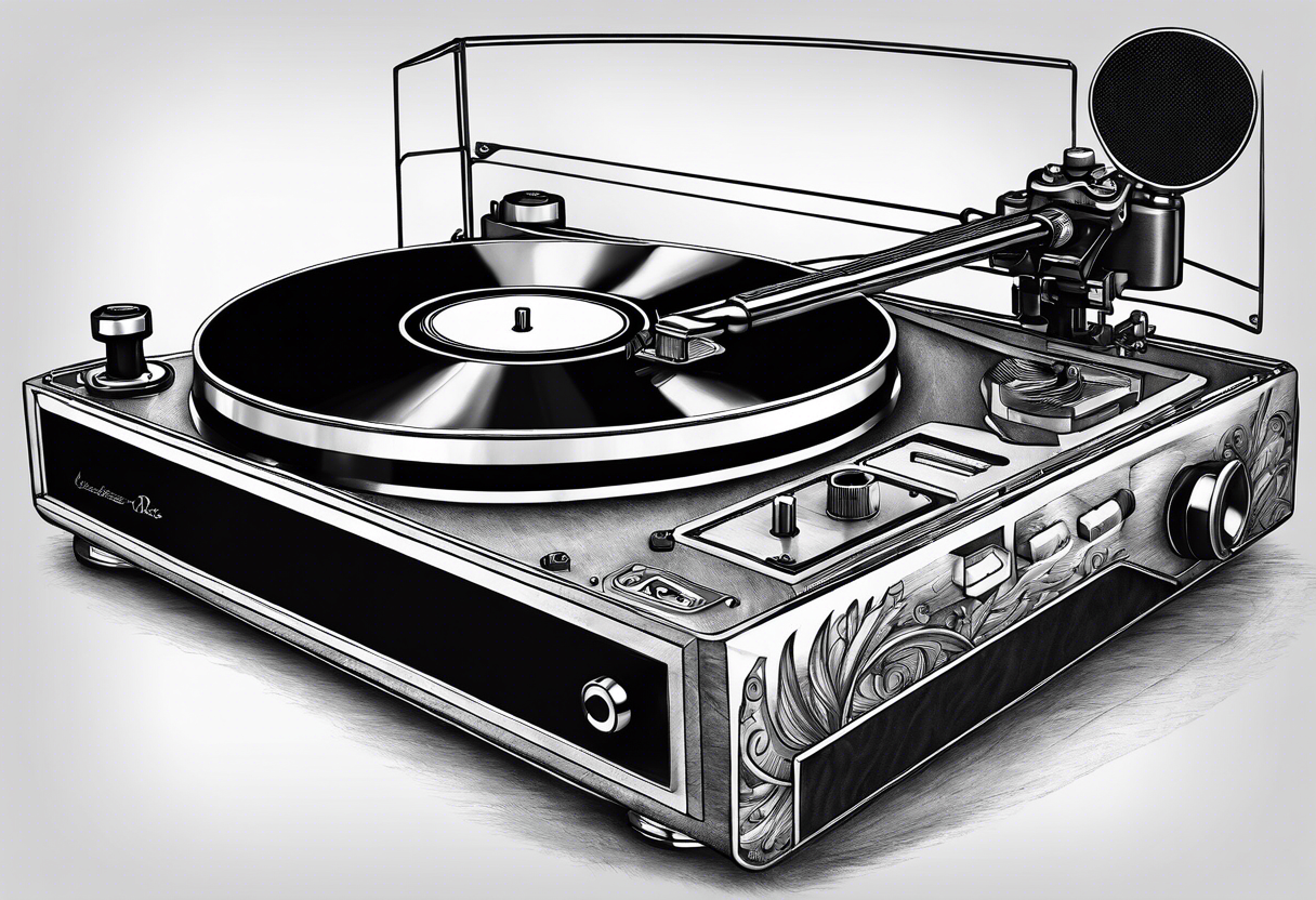 Recordplayer no details in 2D puristic tattoo idea