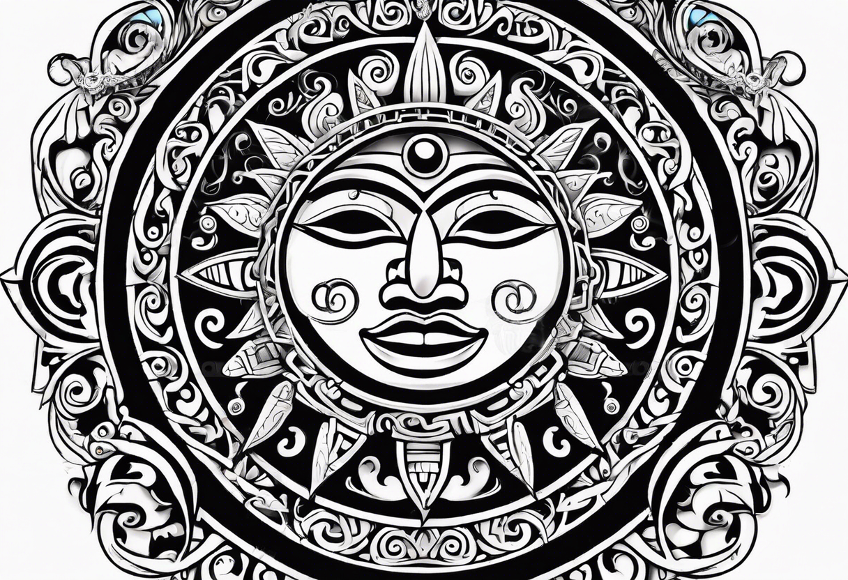 Puerto Rican taino tribal sun tattoo idea