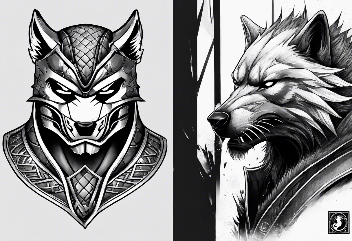 Subzero and Scorpion from Mortal Kombat. Scorpion as mean wolf. Subzero as calm wolf. tattoo idea