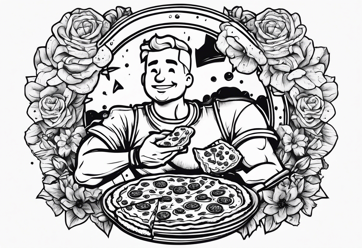 Vault boy eating pizza tattoo idea