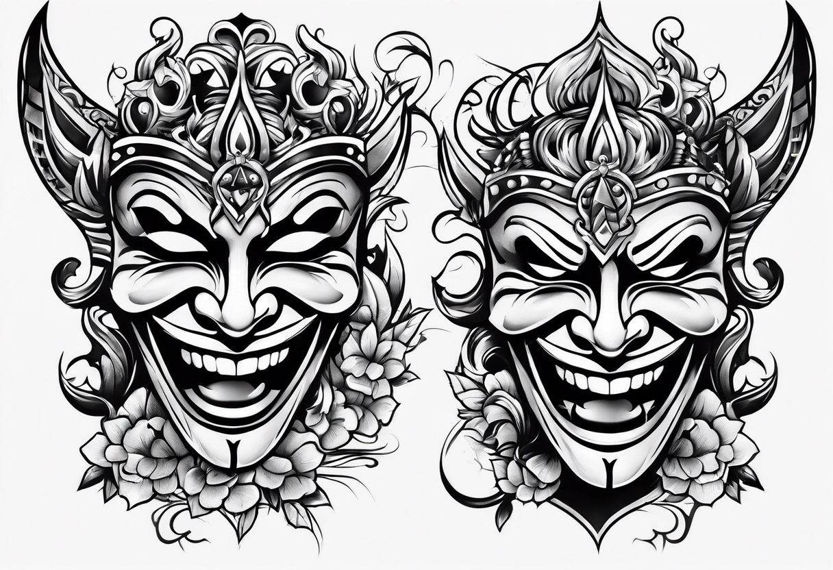 Tattoo Drama two Mask laugh and cry tattoo idea