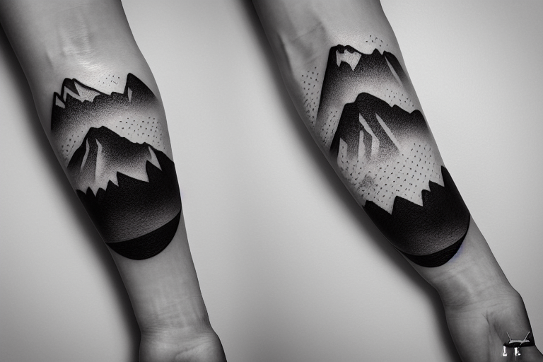 Small Black and White Tattoo with Dot-painted Mountain Range Stock  Illustration - Illustration of techniques, optical: 287626020