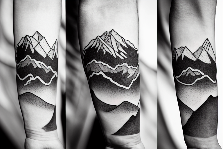 Circular black mountain peak tattoo on the left forearm | Body art tattoos,  Tattoos, Tattoos for women