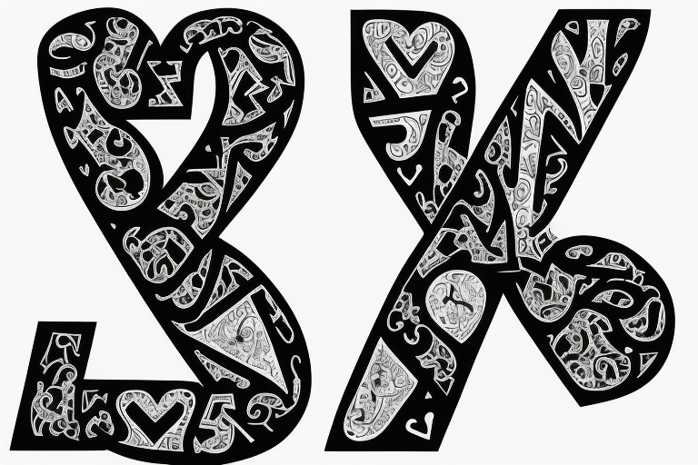 Letters - A and M entangled in each other. Also should include a heart. The letter A should not be easily visible. tattoo idea