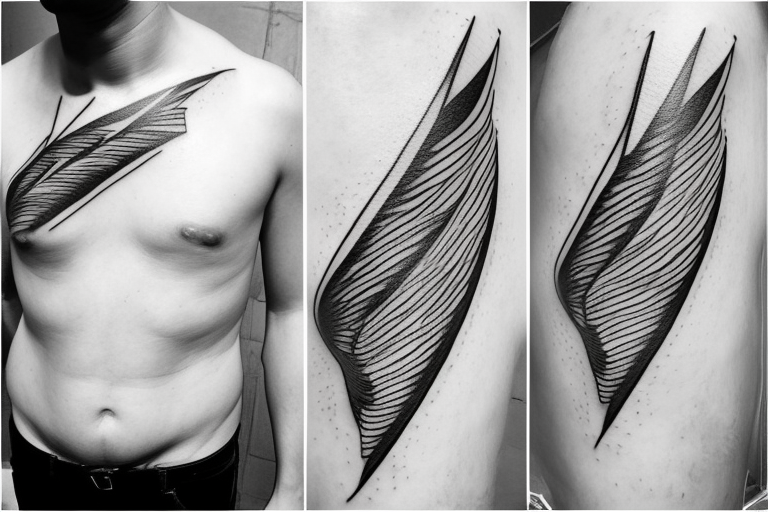 lightning, minimal, thin lines, detail, abstract random lines, icarus, Phoenician tribal tattoo idea