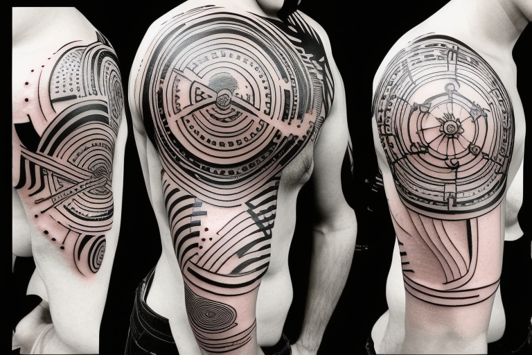 abstract tattoo on shoulder, concentric circles tattoo idea