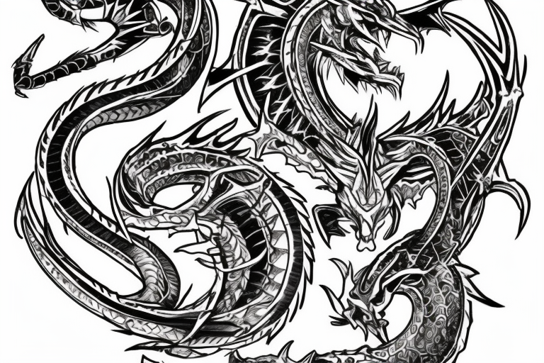 Tribal cyber dragon with single segments and elektronik conektions and  single style tattoo idea