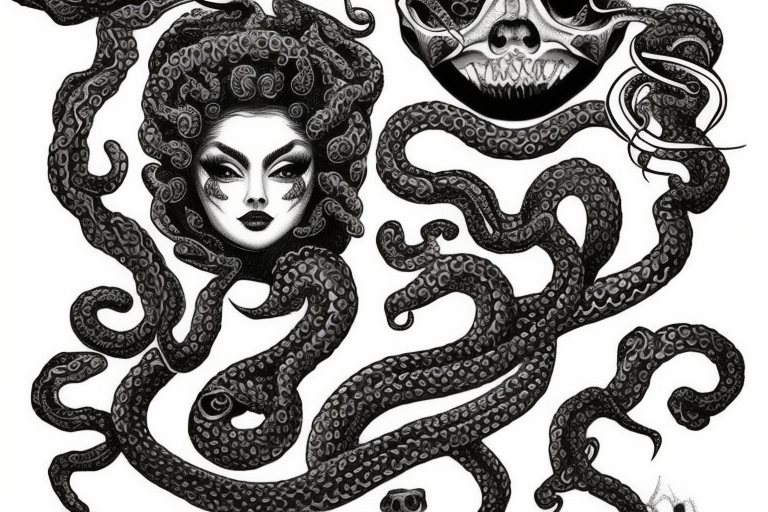 Mexican Medusa, maximalist tattoo idea