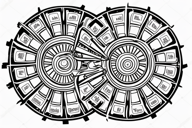 Wheel with phrase: “End - essential of return” tattoo idea