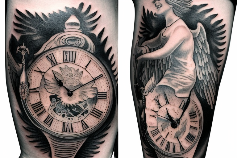 Traditional Grandfather Clock Temporary Tattoo Sticker - OhMyTat