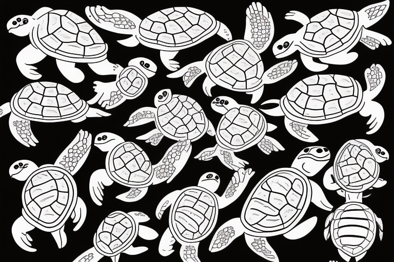 Family of Turtles in motion tattoo idea