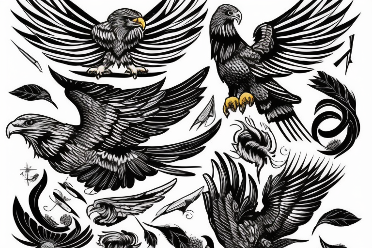 Adesivo Tatuaggio Temporaneo Aquila Tatuaggio Magico Durata - Temu Italy