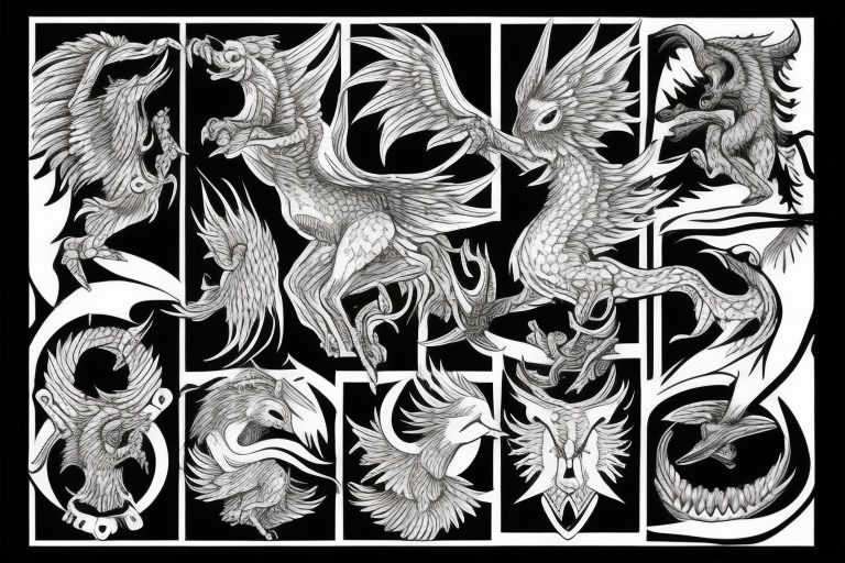 Griffin mythological creature tattoo idea | TattoosAI