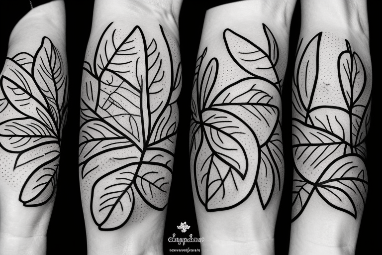 Eagle Shape on Leaf Tattoo Idea