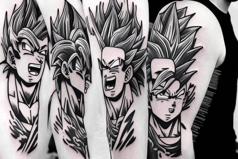 Full body detailed goku tattoo idea | TattoosAI