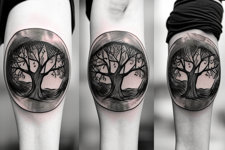 two worlds, sunshine day, dead planet after cataclism. tree, that union them tattoo idea