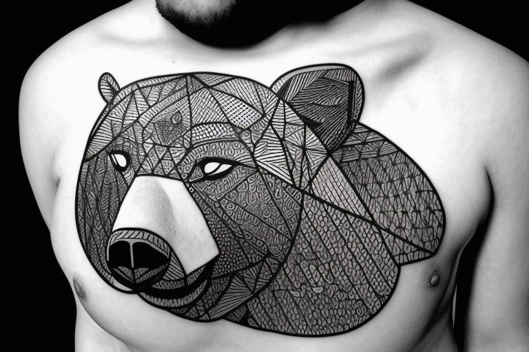 A Silhouette of a bear in front of the Matterhorn tattoo idea | TattoosAI