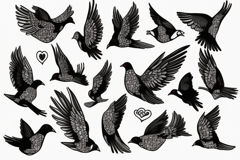 The Dove Silhouette is Drawn in Various Lines of Black Color. Pigeon Bird  Logo, Peace Symbol, Tattoo Stock Illustration - Illustration of graphic,  contour: 170290650