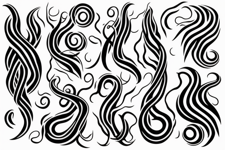 A thin smooth curved black surrealistic lines with sharp angles which looks like cosmic tentacles tattoo idea