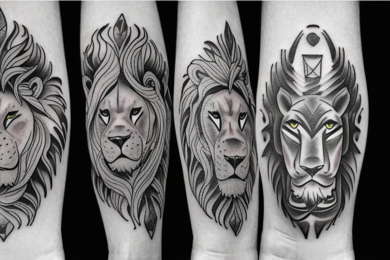 Lions, power, angels, god, perseverance, discipline tattoo idea