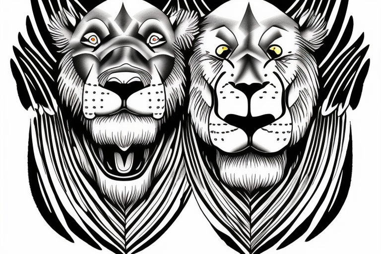 Lions, power, angels, god, perseverance, discipline tattoo idea