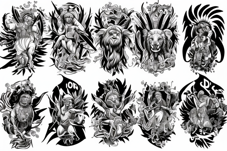 Lions, power, angels, god, perseverance, discipline tattoo idea