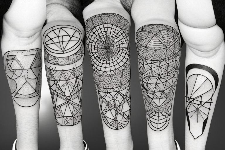 Tattoo on the calf muscle. Geometry. Capricorn. Power. Power. Stability. tattoo idea