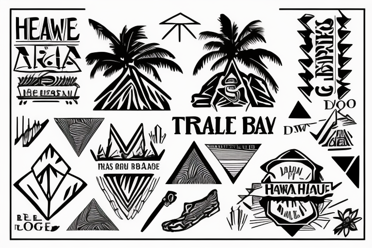 The words “Dues Paid Hawaii” in the shape of triangles tattoo idea