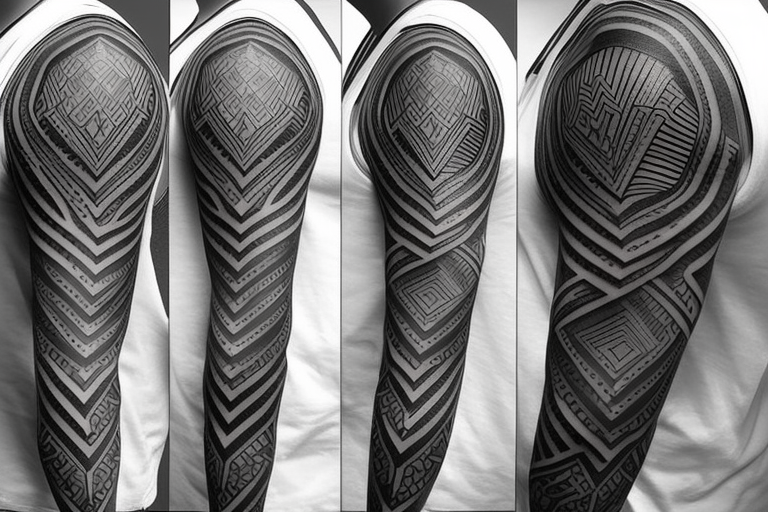 geometric tattoo sleeve. Split into sections with solid black lines. jedi logo tattoo idea