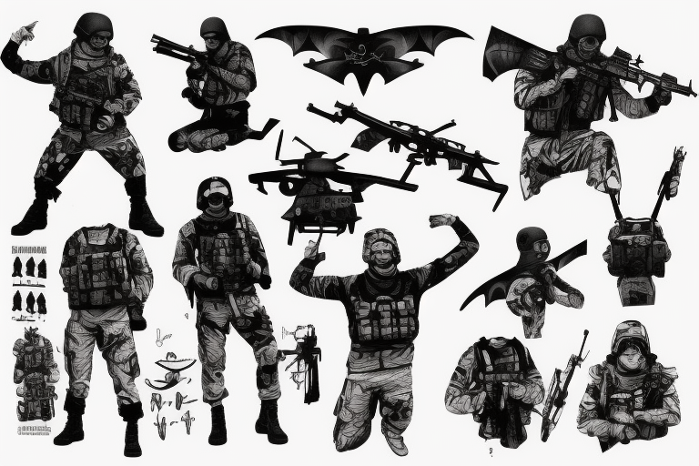 Russian special forces, reconnaissance with bat tattoo idea