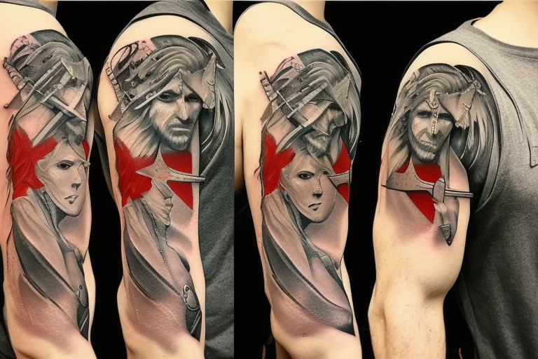 witcher with sword tattoo idea