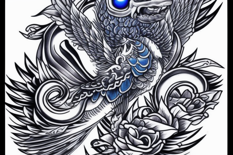 A blue fenix tattoo idea