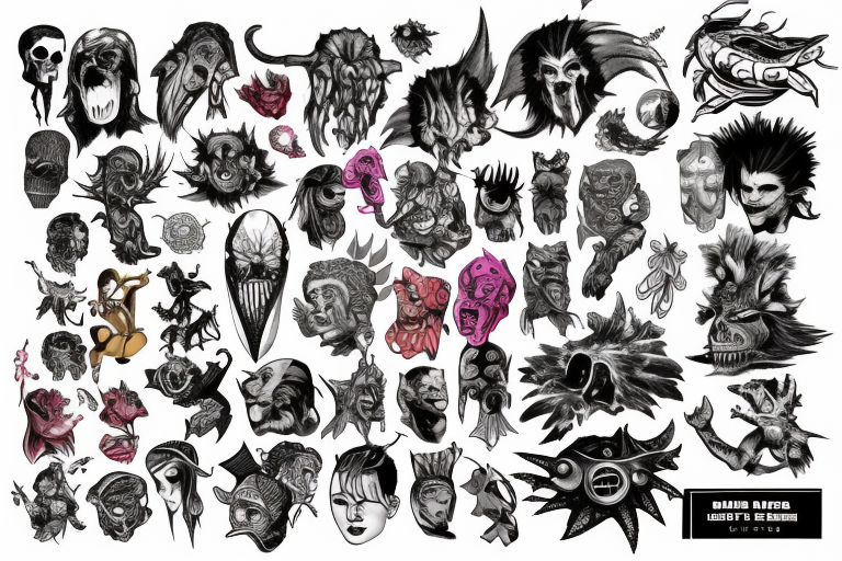 full sleeve, brutish monsters, space heroes, scantily-clad, pulp, color tattoo idea