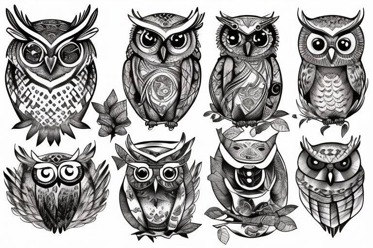 Quote "choose courage over comfort..." with line drawing of owl tattoo idea