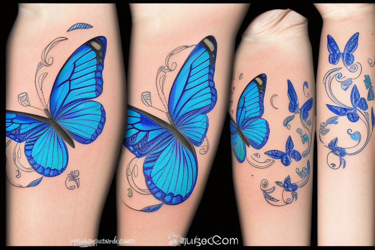 a butterfly made of a blue and white ming vase broken and glued back together with goldleaf tattoo idea