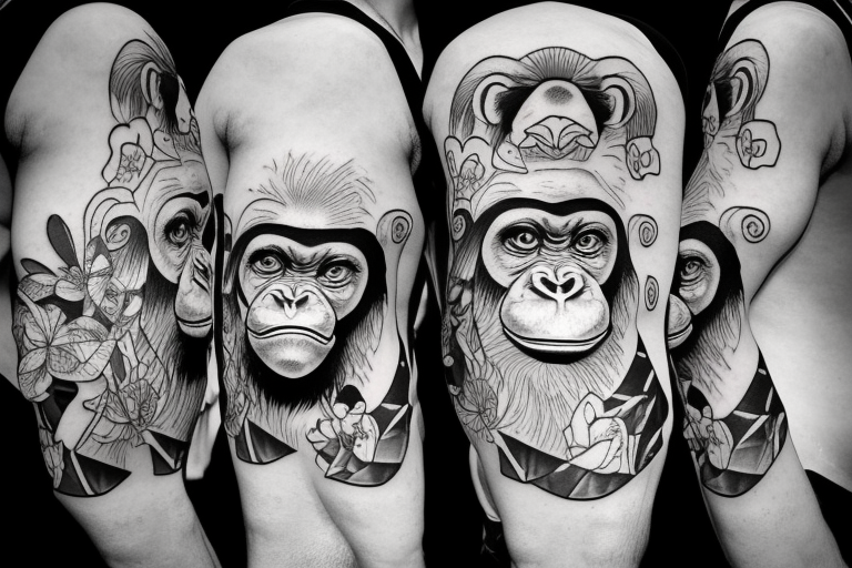 Chimps Hear no, See no, Say no Evil - Zach McDougal, Venom Ink, Sanford, ME  : r/tattoos