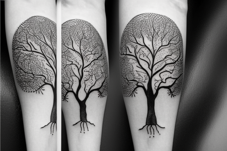 realistic oak tree tattoo