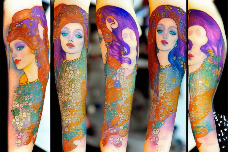 Watercolor mermaid by gustav klimt tattoo idea