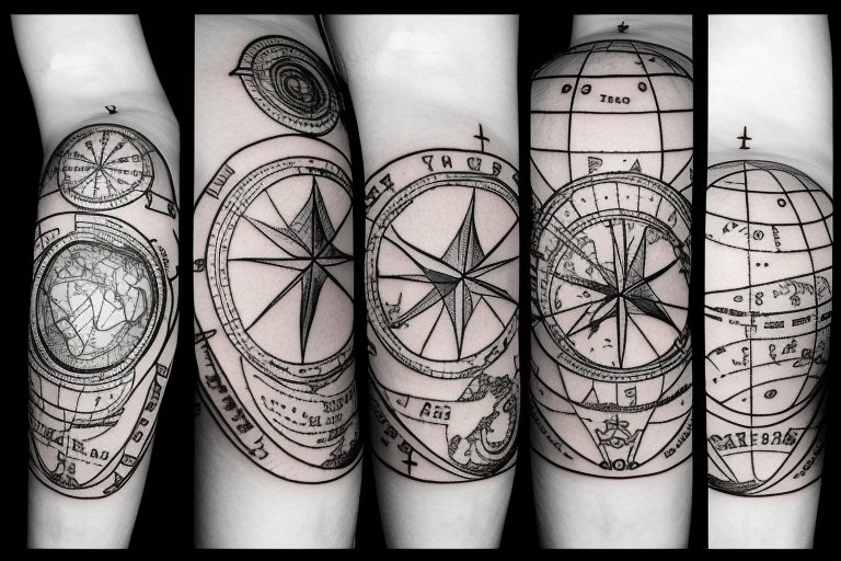 Astrolabe Temporary Tattoo Sticker - OhMyTat