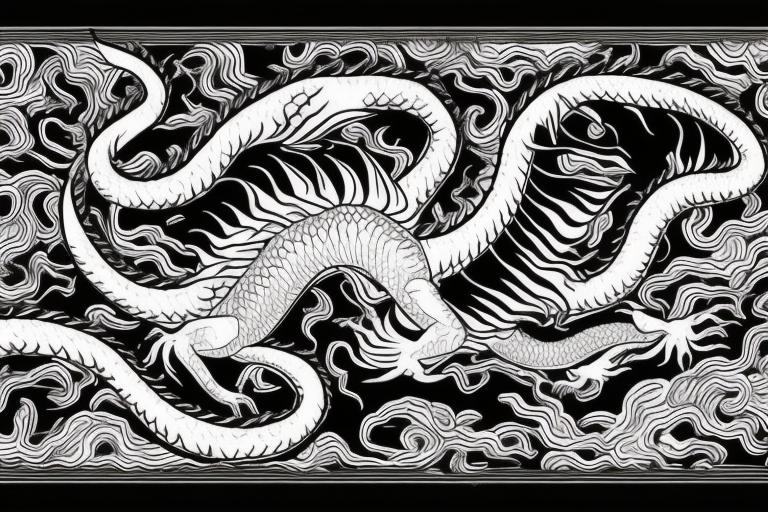 tattoo featuring an ascending dragon with silk-like hair and long claws on feet
dragon is to be clawing a mountain with rocks breaking from the dragon's claws as it climbs
high detail
energetic
proud tattoo idea