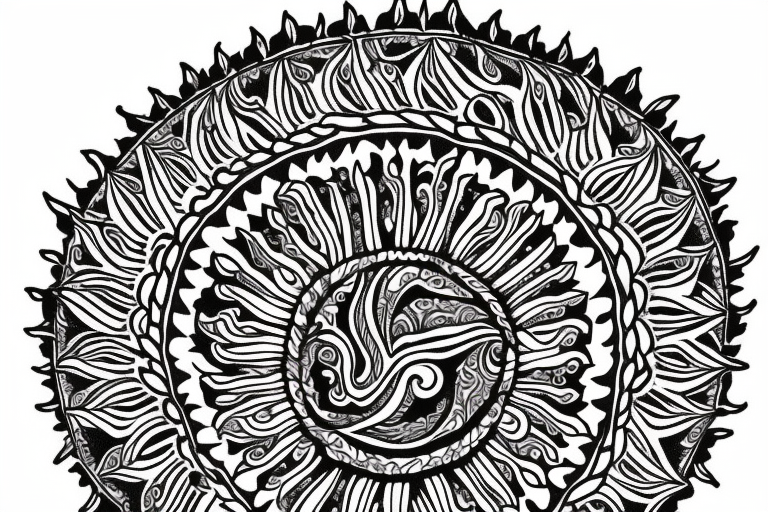 paisley sun, mandala, intricate tattoo idea