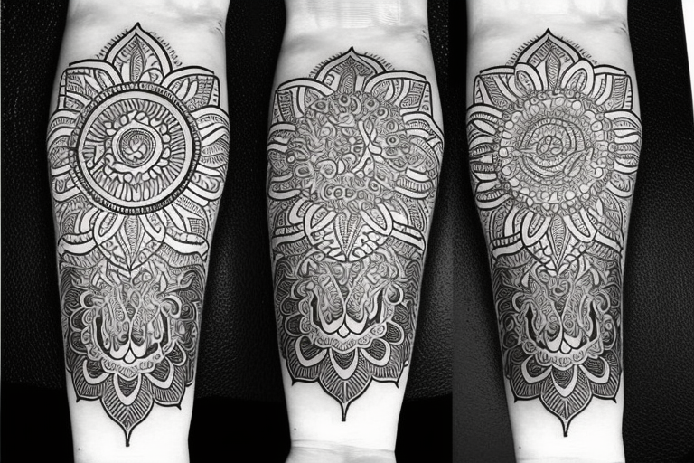 paisley sun, mandala, intricate tattoo idea