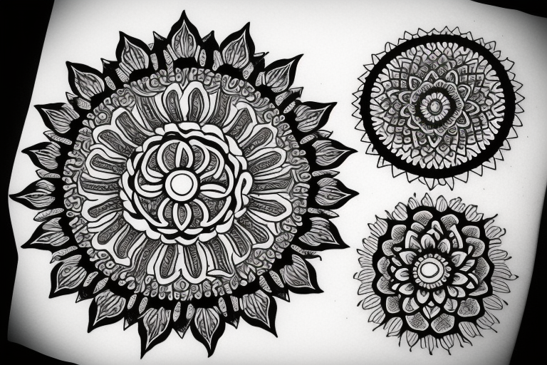 paisley sun, mandala, simple tattoo idea